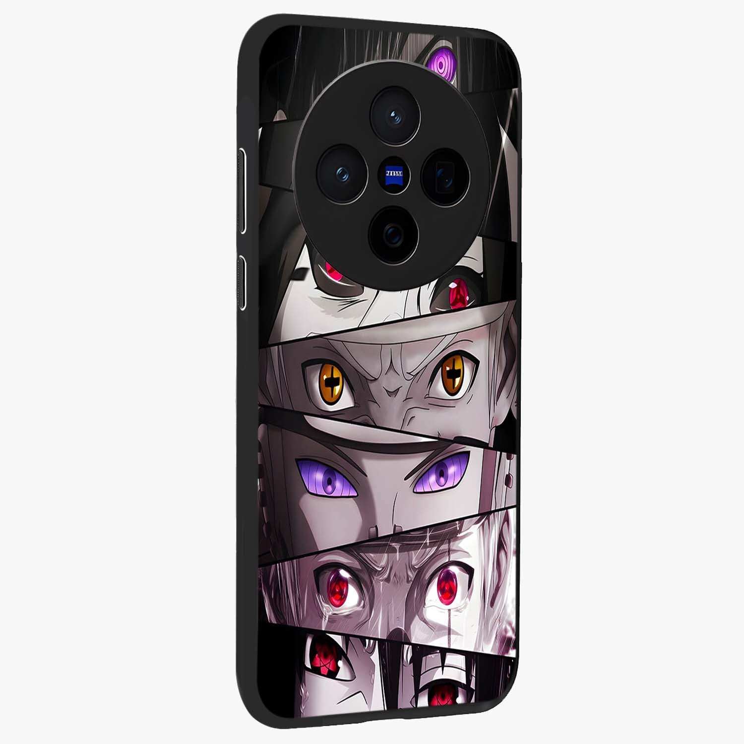 Eyes of Destiny Glass Case upright view showcasing symbolic eye artwork with dramatic artistic theme.