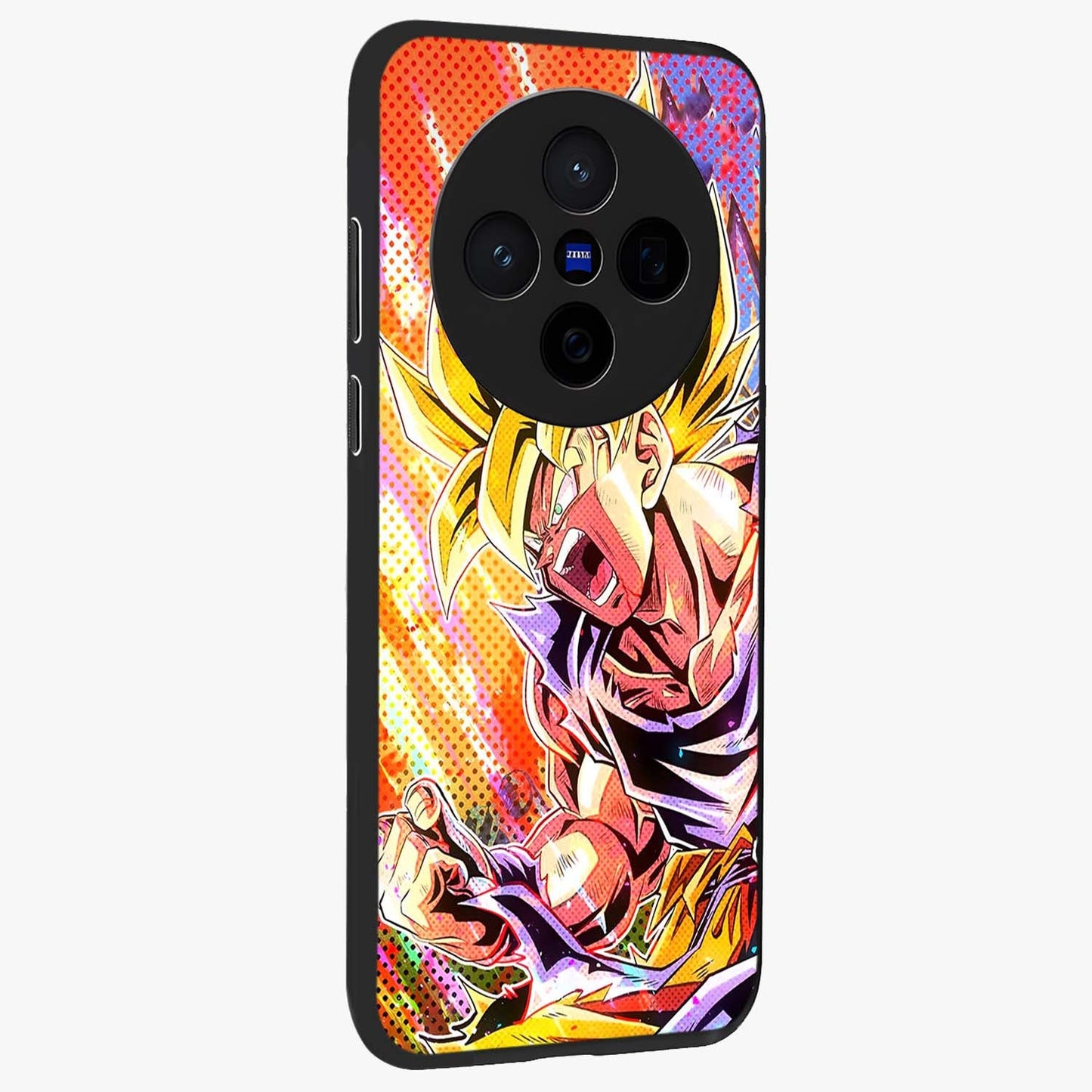 Firing Goku Glass Case upright view showcasing energetic anime artwork with bold warrior theme.