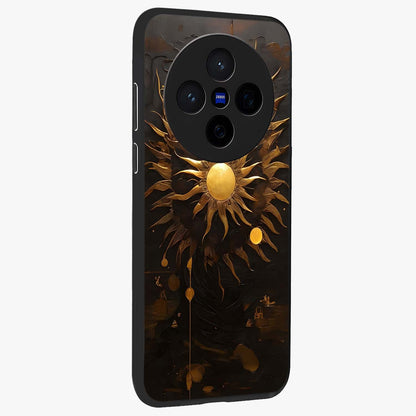 Golden Sun Majesty Glass Case upright view showcasing haunting graveyard artwork with dramatic dark theme.