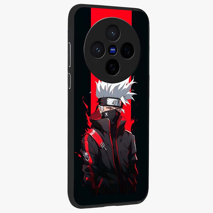 Kakashi Scarlet Shadow Glass Case upright view showcasing intense anime ninja artwork with dark action theme.