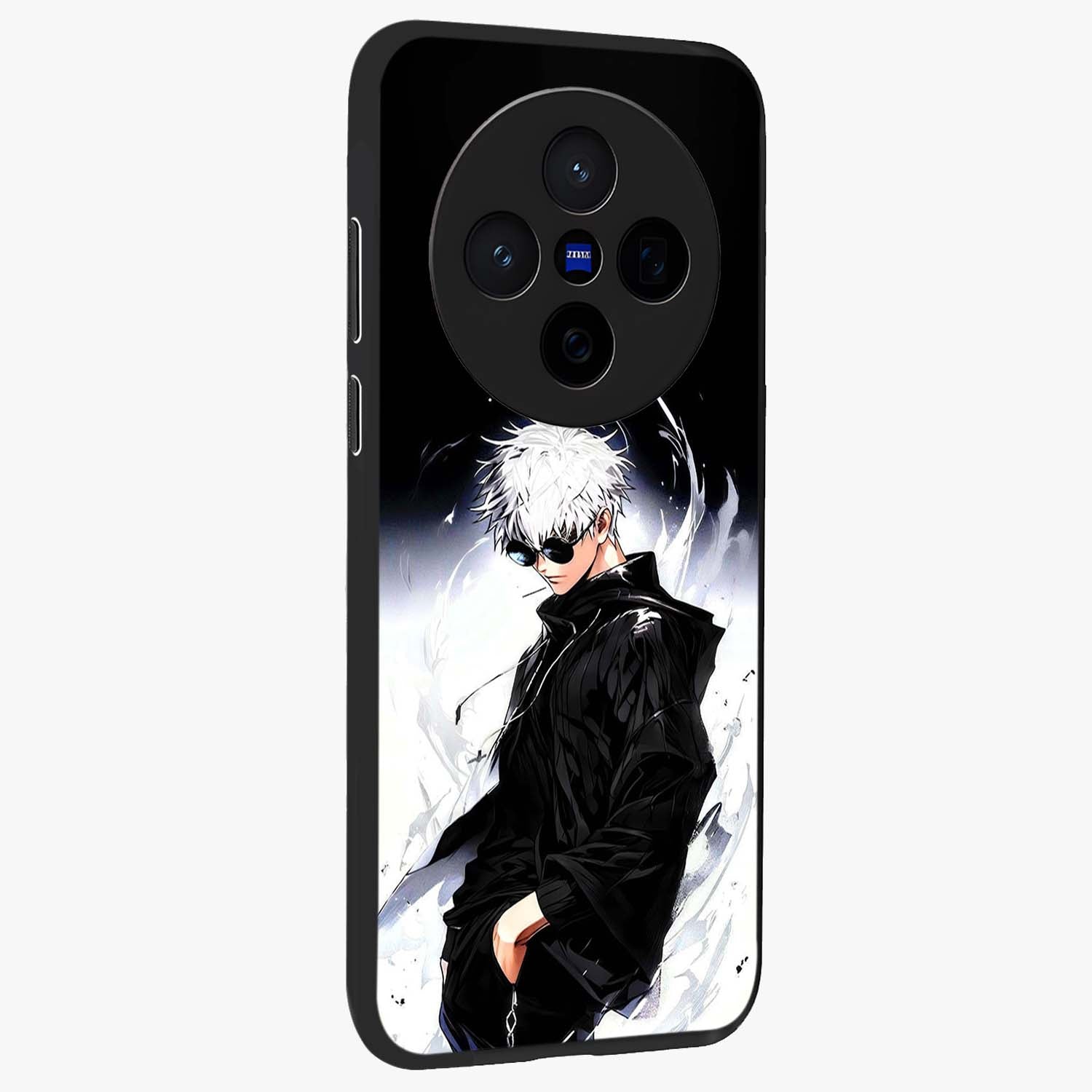 Limitless Shadow King Glass Case upright view showcasing bold shadow warrior artwork with epic fantasy theme.