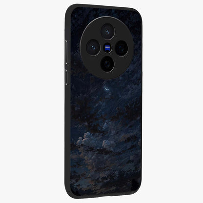 Lunar Veil Silence Glass Case upright view showcasing calm moon themed artwork with serene night atmosphere.