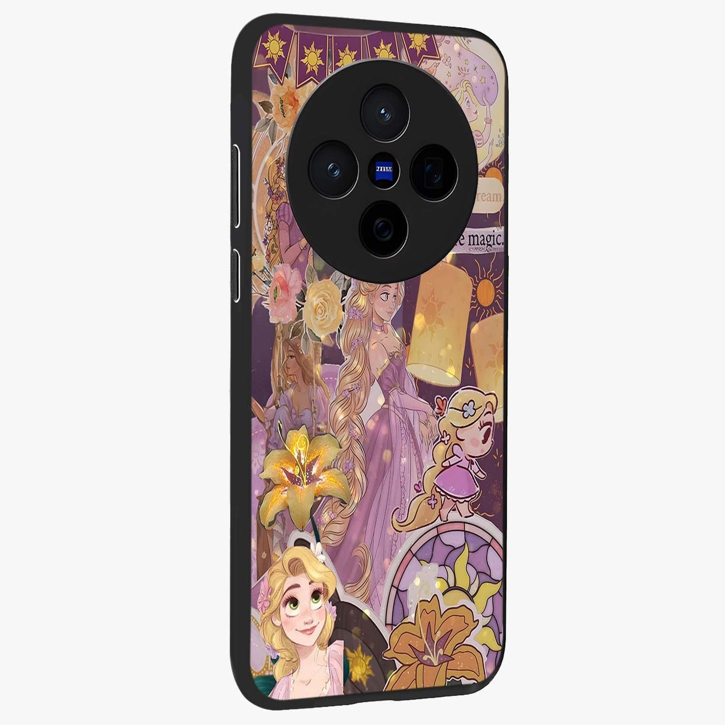 Magical Tangled Dream Glass Case upright view showcasing enchanting artistic artwork with dreamy fantasy theme.