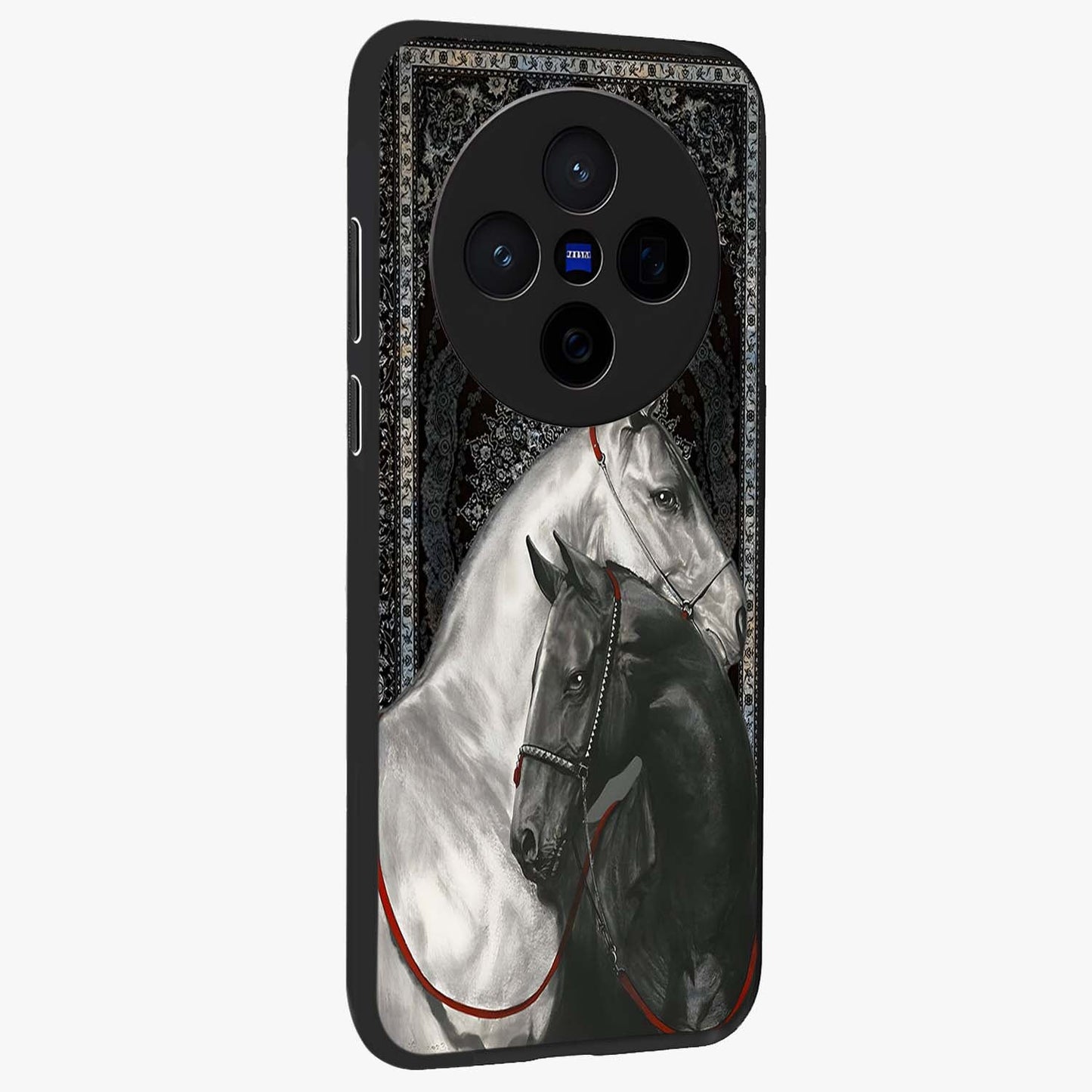 Majestic Ride Legacy Glass Case upright view showcasing dynamic ride inspired artwork with modern automotive theme.
