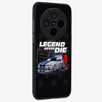 Midnight Racing Legacy Glass Case upright view showcasing powerful racing artwork with modern sports theme.