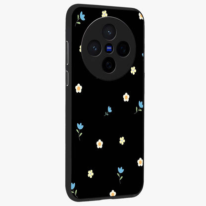 Minimal Petal Whispers Glass Case upright view showcasing elegant floral artwork with modern minimalist style.