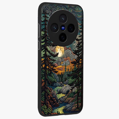 Moonlight Forest Dream Glass Case upright view showcasing magical forest artwork with calm night theme.