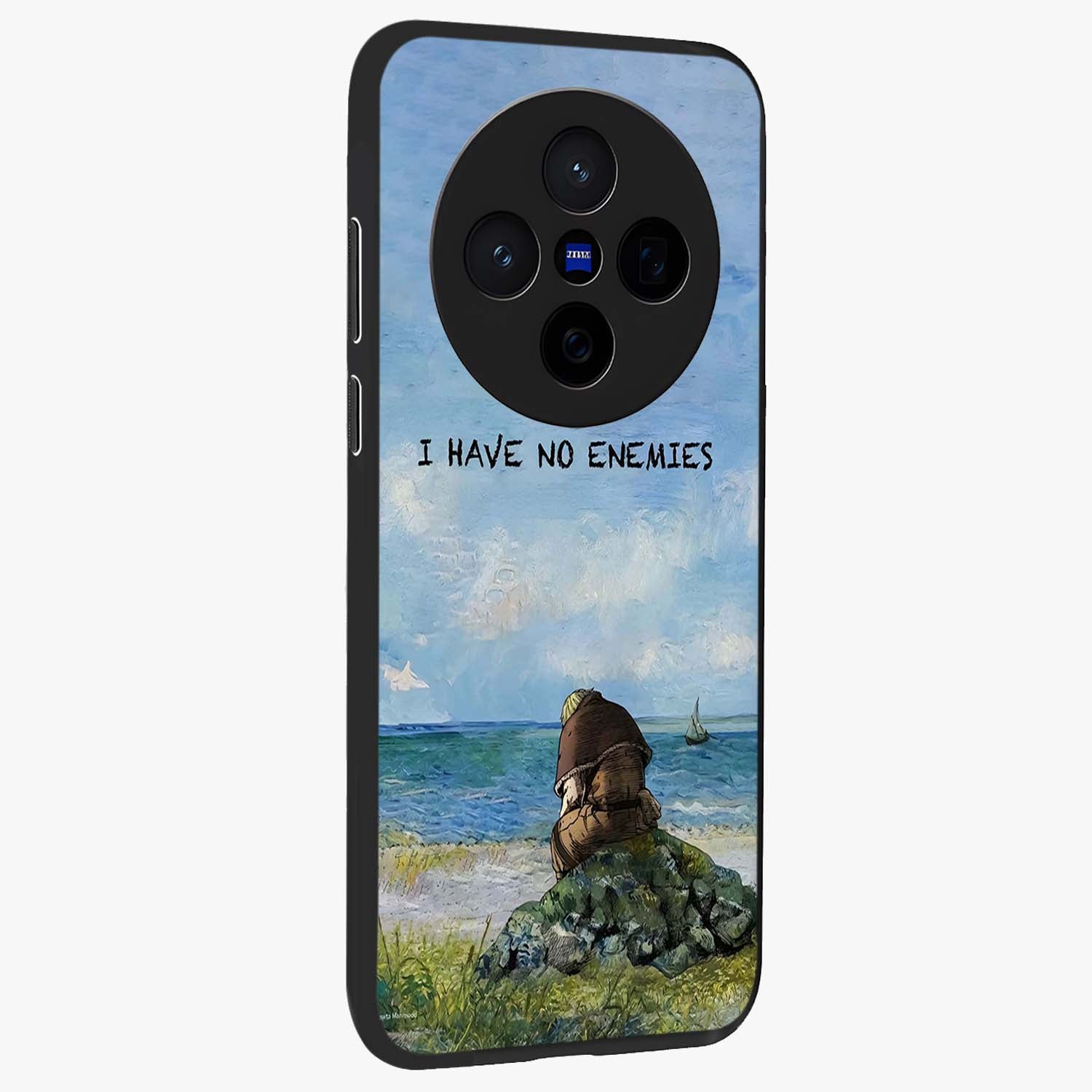Peace Beyond War Glass Case upright view showcasing powerful peace symbol artwork with inspirational theme.