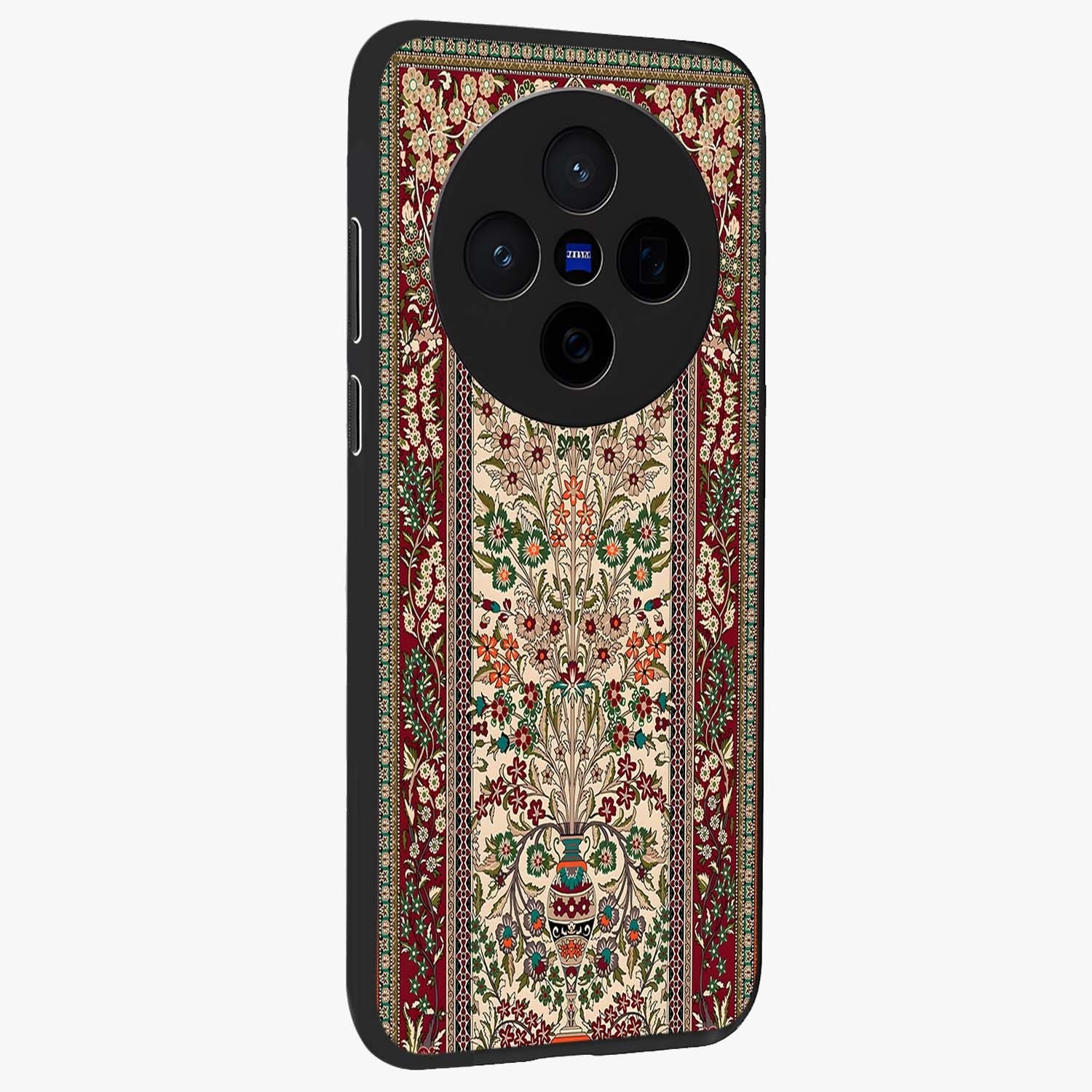 Persian Inspired Glass Case upright view showcasing decorative Persian artwork with rich heritage theme.