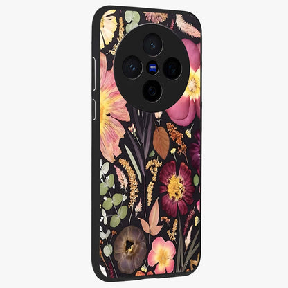 Petal Dream Tapestry Glass Case upright view showcasing detailed floral tapestry artwork with artistic nature theme.