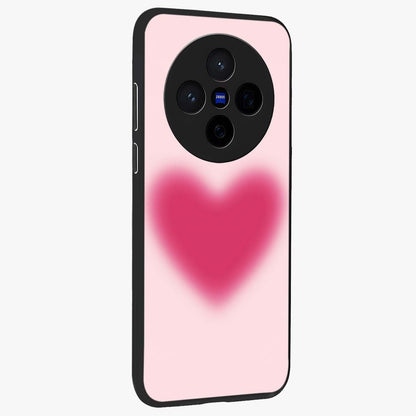 Pink Aura Heart Glass Case upright view showcasing romantic heart artwork with soft pastel theme.