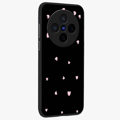 Pink Love Drops Glass Case upright view showcasing charming heart drop artwork with romantic playful theme.