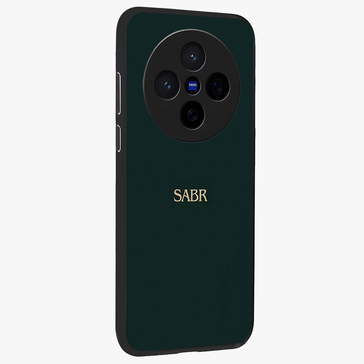 Sabr Minimal Patience Glass Case upright view showcasing calm minimalist artwork with motivational patience theme.