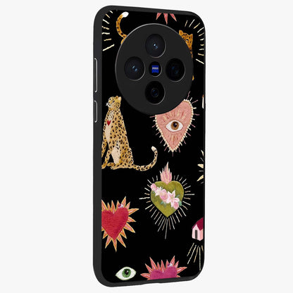 Sacred Jungle Heart Glass Case upright view showcasing vibrant jungle artwork with symbolic heart theme.