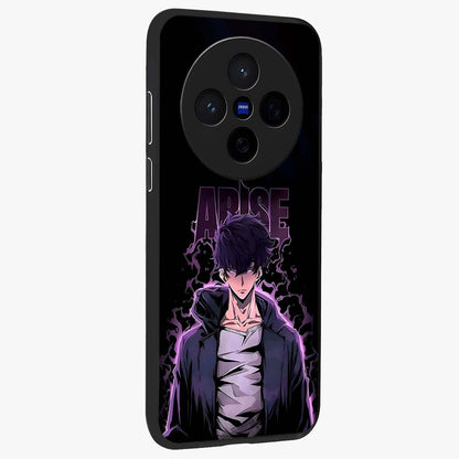 Shadow Monarch Awakening Glass Case upright view showcasing bold monarch artwork with mystical awakening theme.