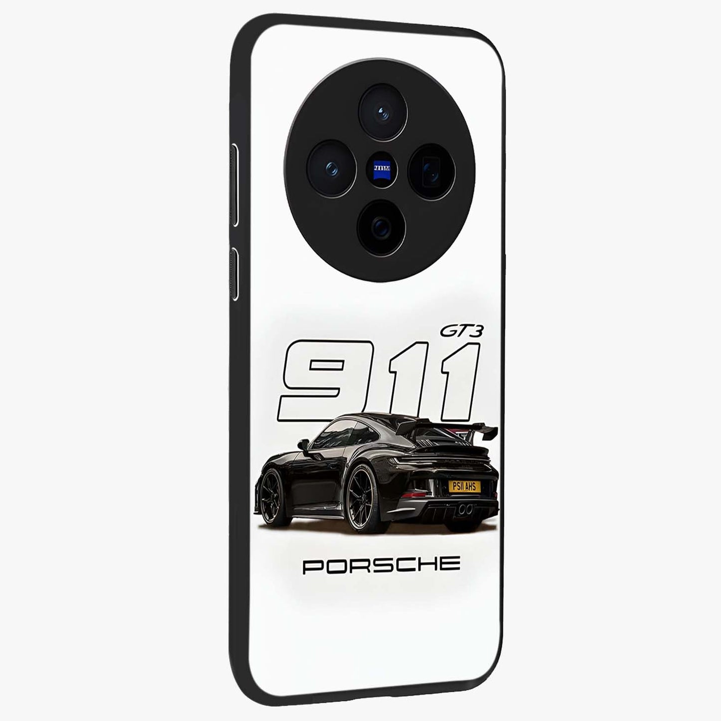Turbo Legacy Icon Glass Case upright view showcasing bold racing inspired artwork with classic car theme.