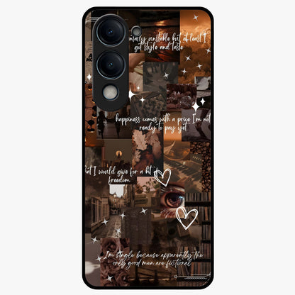 Bittersweet Aesthetic Chaos Glass Case showing flat back view with artistic chaotic aesthetic design and glossy glass finish.