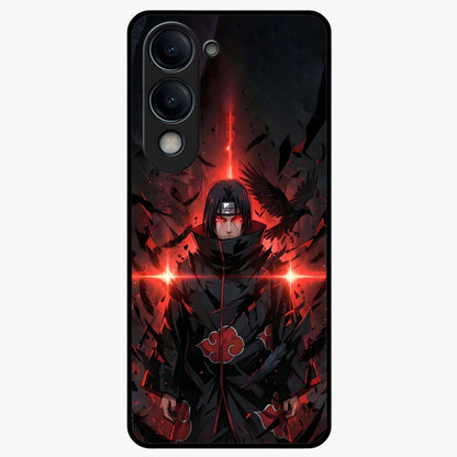 Focused Blade Discipline Glass Case showing flat back view with warrior sword themed artwork and glossy glass finish.