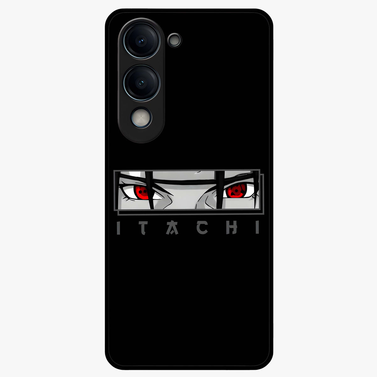 Scarlet Gaze Dominance Glass Case showing flat back view with striking red themed artwork and glossy glass finish.