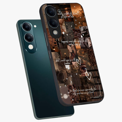 Bittersweet Aesthetic Chaos Glass Case displayed in angled mockup highlighting expressive abstract artwork and edgy aesthetic theme.