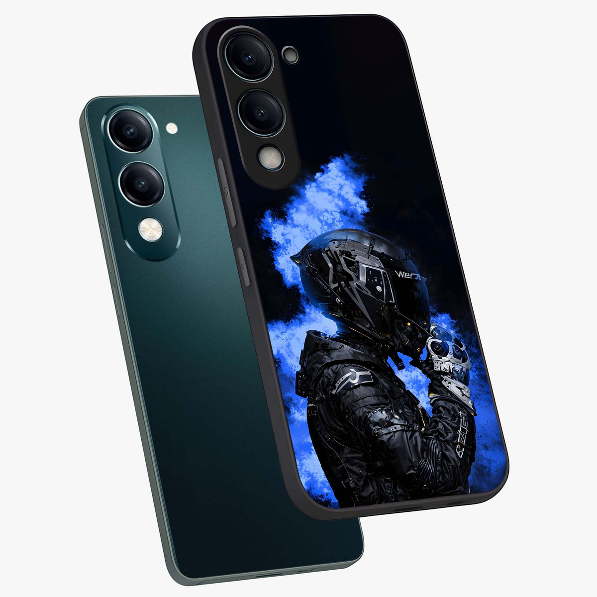 Cyber Sentinel Protocol Glass Case displayed in angled mockup highlighting digital cyber design with sci-fi aesthetic style.