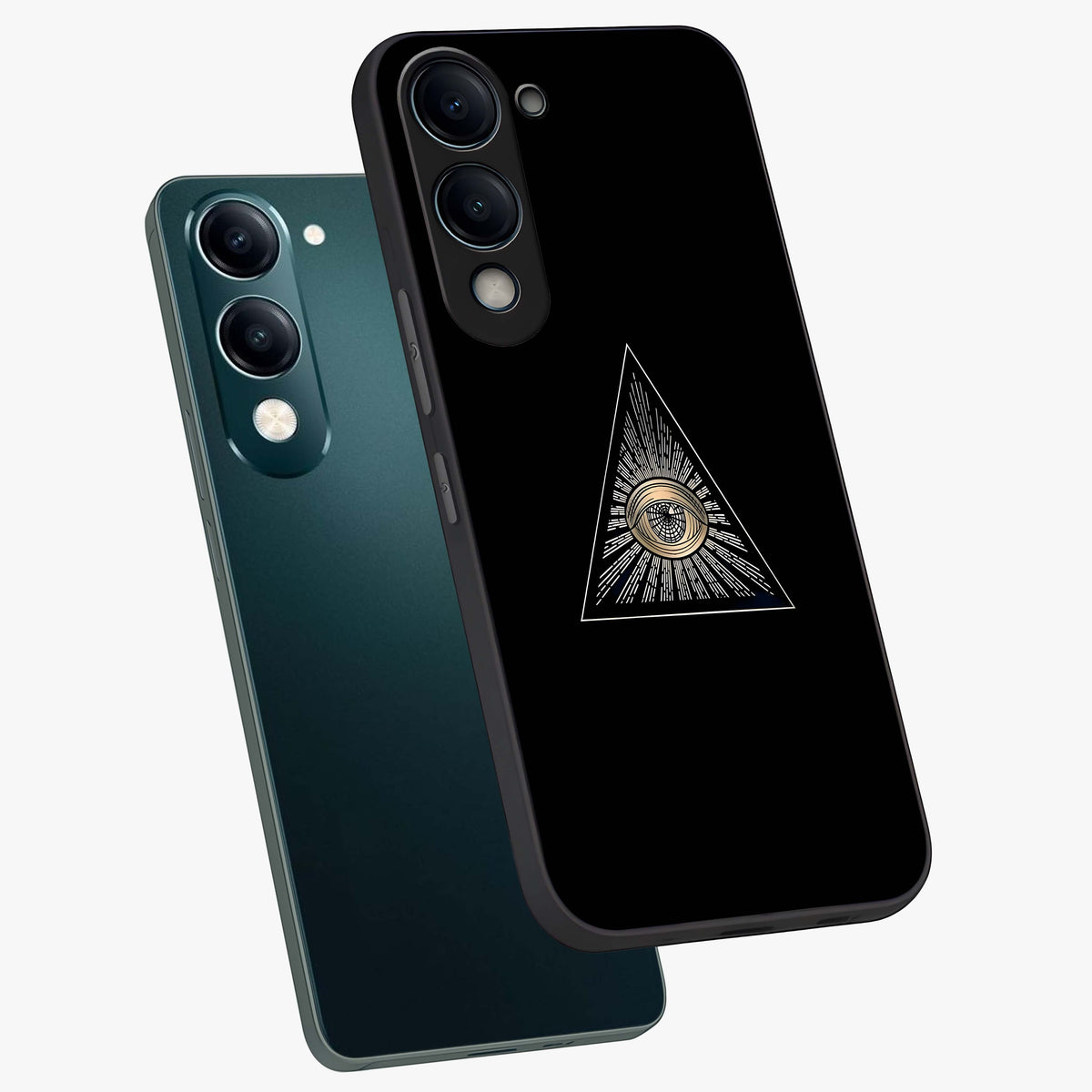 Illuminati Evil Glass Case displayed in angled mockup highlighting dark occult inspired design with bold aesthetic style.