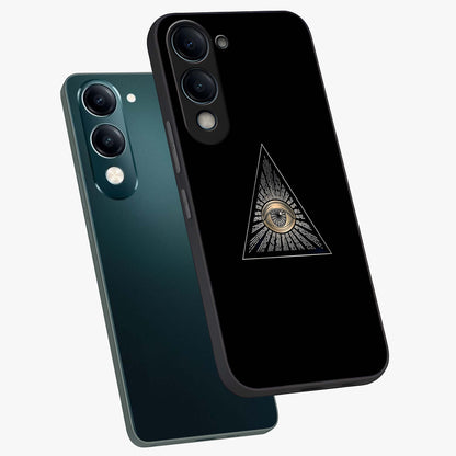 Illuminati Evil Glass Case displayed in angled mockup highlighting dark occult inspired design with bold aesthetic style.