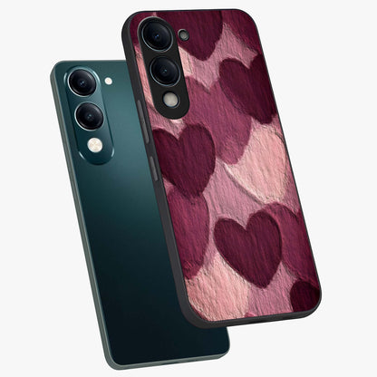 Layered Paper Hearts Glass Case displayed in angled mockup highlighting creative paper craft heart design with romantic aesthetic.