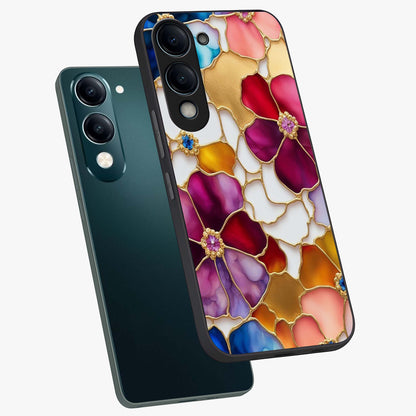 Marble Flower Pattern Glass Case displayed in angled mockup highlighting elegant marble floral design with modern aesthetic.