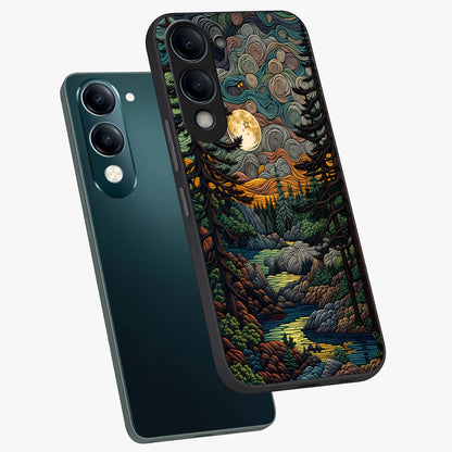 Moonlight Forest Dream Glass Case displayed in angled mockup highlighting dreamy forest design with glowing moon aesthetic.