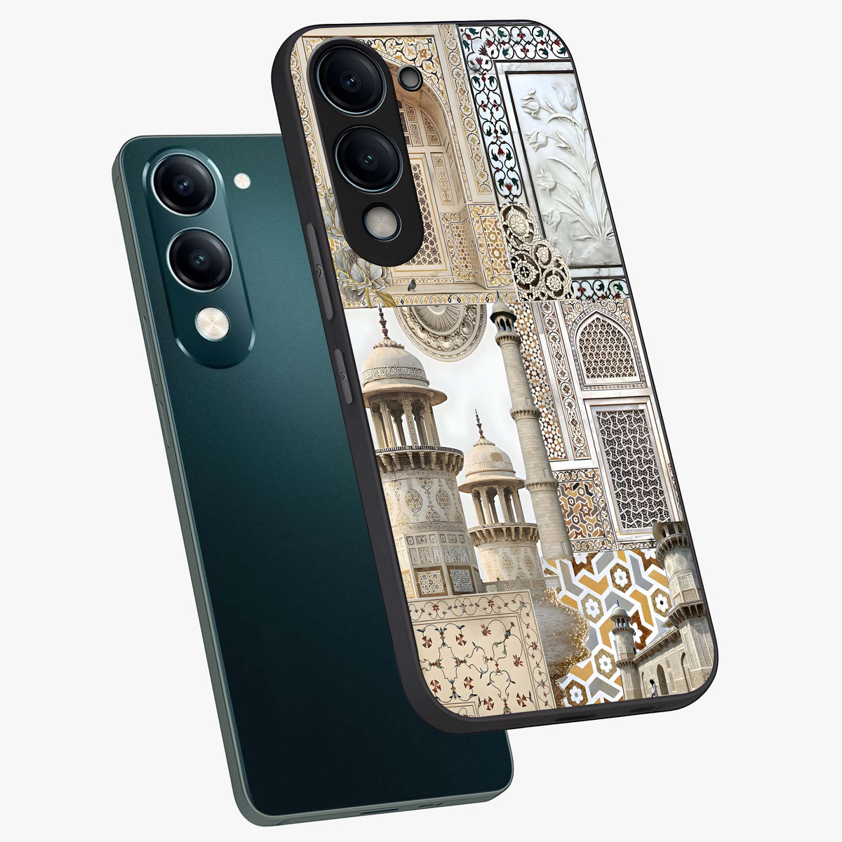 Mughal Marble Legacy Glass Case displayed in angled mockup highlighting elegant heritage marble artwork with royal aesthetic.
