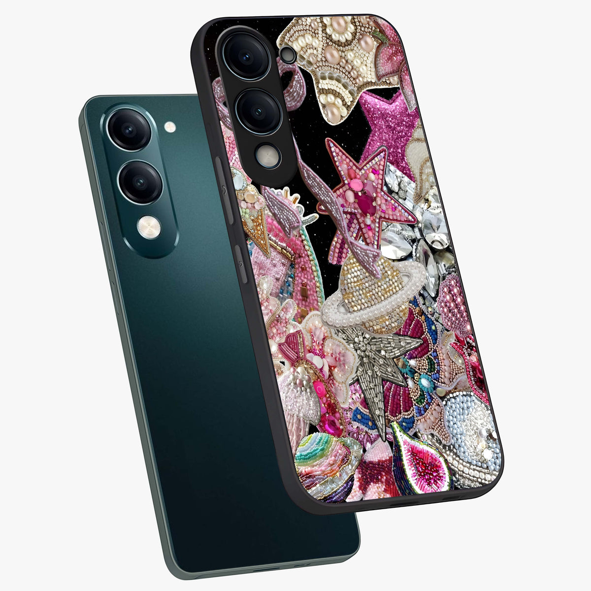 Starlit Jewel Dream Glass Case displayed in angled mockup highlighting glowing celestial jewel design with dreamy aesthetic.