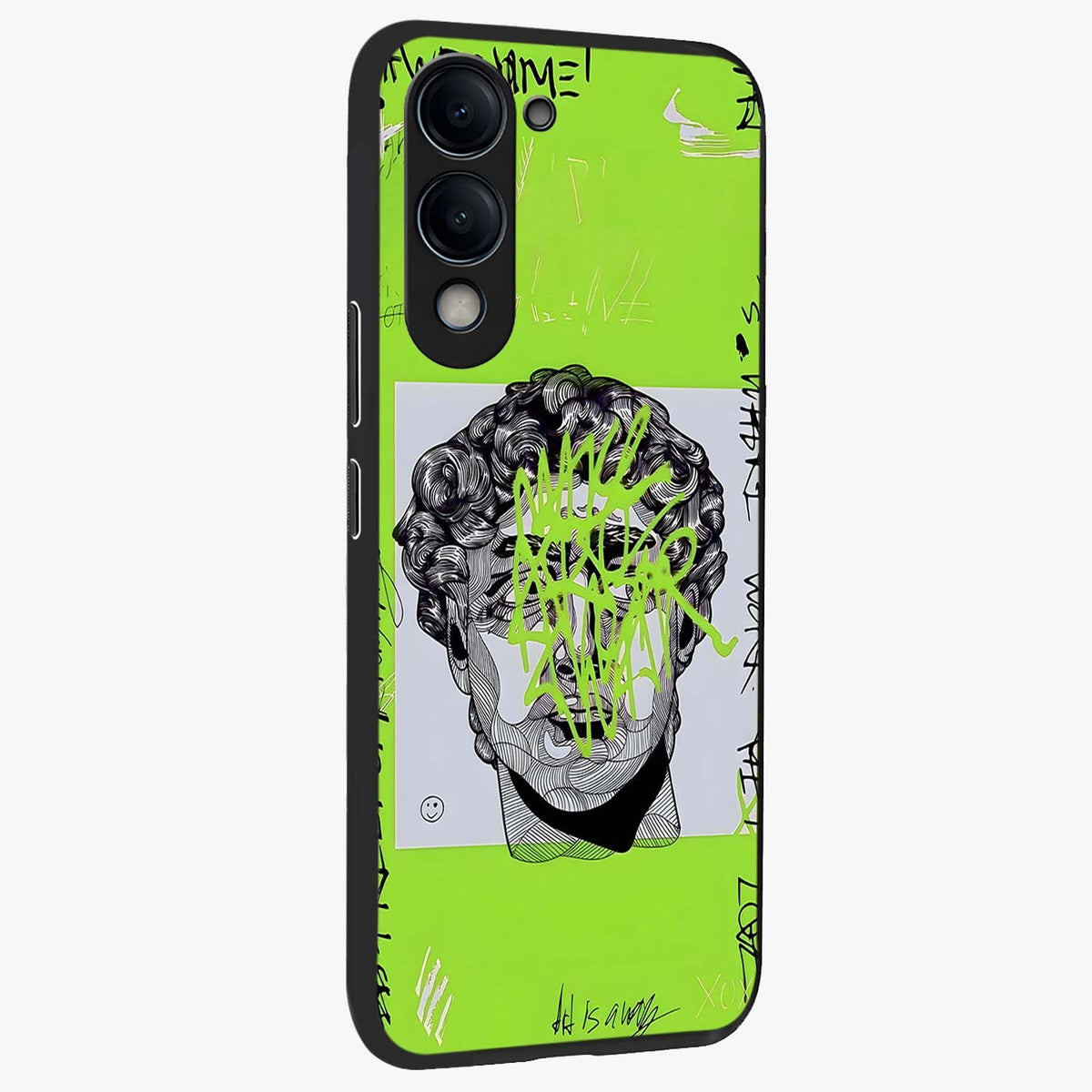 Neo Graffiti Rebellion Glass Case upright view showcasing colorful graffiti artwork with bold modern street style.