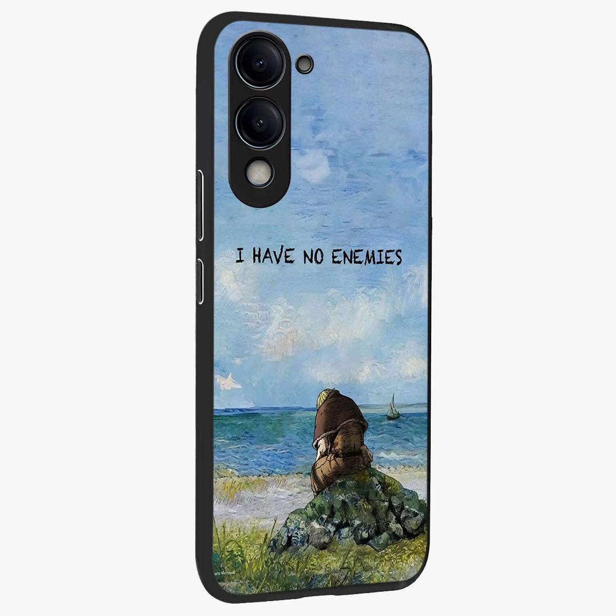 Peace Beyond War Glass Case upright view showcasing powerful peace symbol artwork with inspirational theme.
