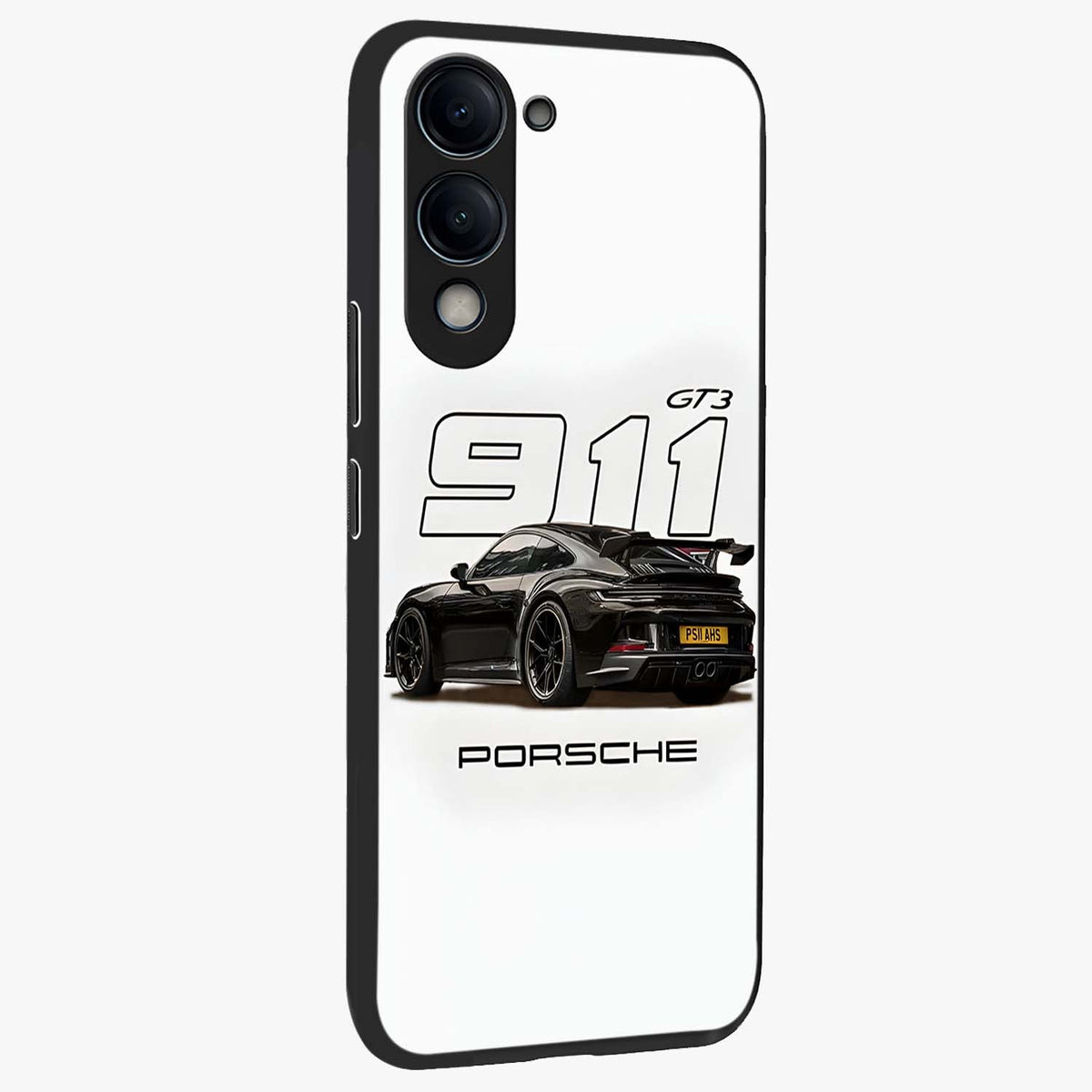 Turbo Legacy Icon Glass Case upright view showcasing bold racing inspired artwork with classic car theme.
