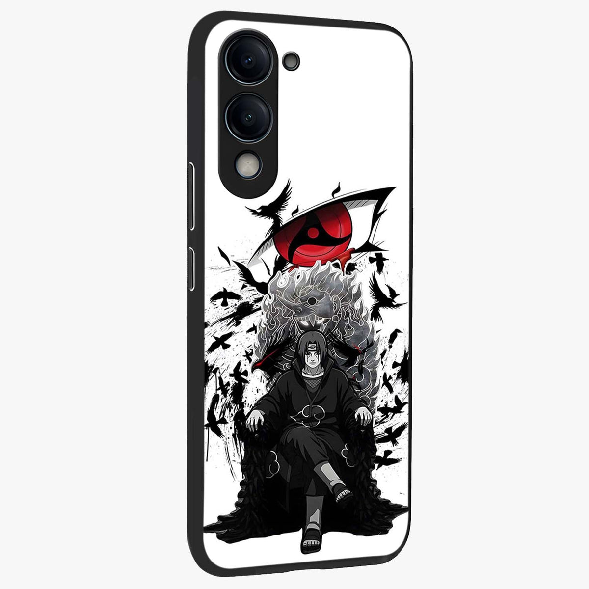 Uchiha Shadow Throne Glass Case upright view showcasing magical underwater galaxy artwork with vibrant cosmic theme.