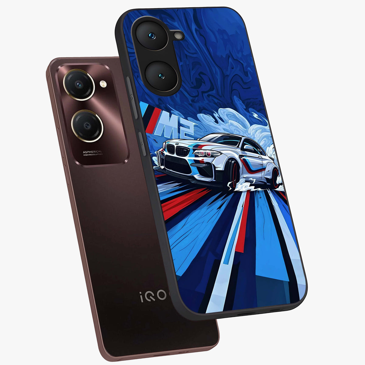 Drift Power Rush Glass Case displayed in angled mockup highlighting powerful drift car design with sporty aesthetic style.