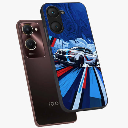 Drift Power Rush Glass Case displayed in angled mockup highlighting powerful drift car design with sporty aesthetic style.