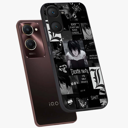 Midnight Chaos Mind Glass Case displayed in angled mockup highlighting chaotic artistic design with dramatic midnight aesthetic.