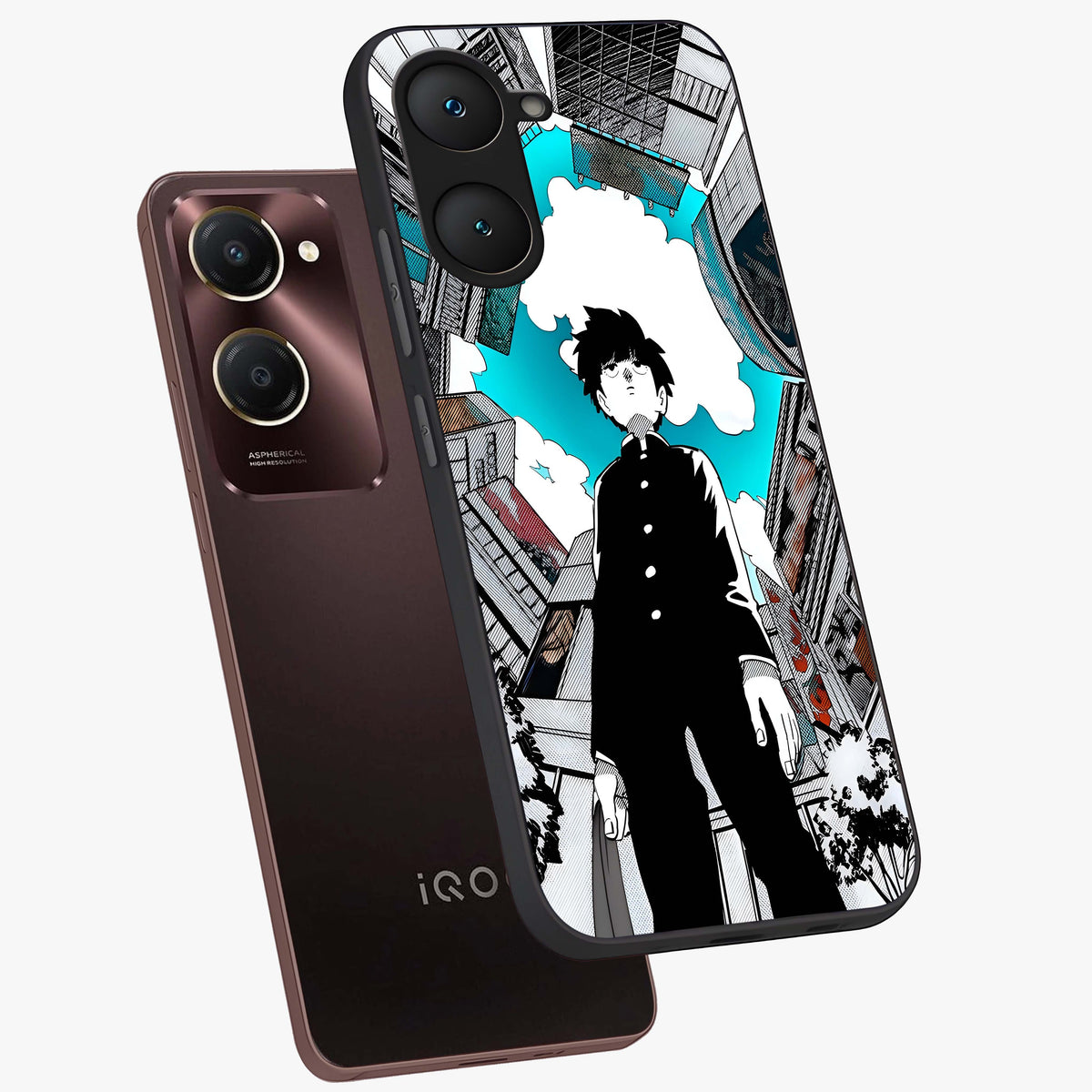 Silent Psychic Awakening Glass Case displayed in angled mockup highlighting spiritual awakening design with cosmic aesthetic.