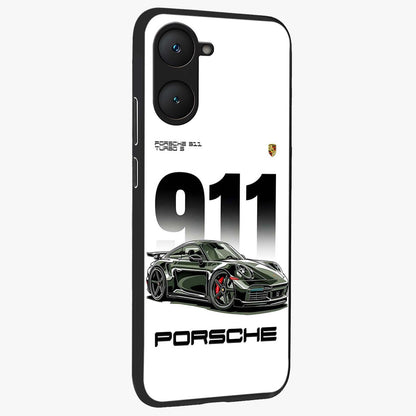 911 Turbo Dominance Glass Case upright perspective showcasing powerful racing design and modern automotive aesthetic.