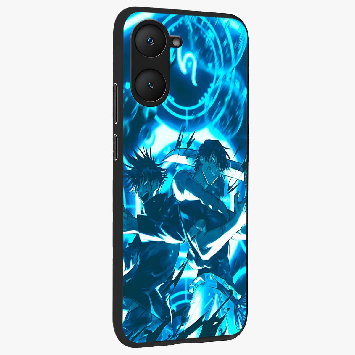 Cursed Energy Clash Glass Case upright view showcasing dramatic clash artwork with bold supernatural theme.