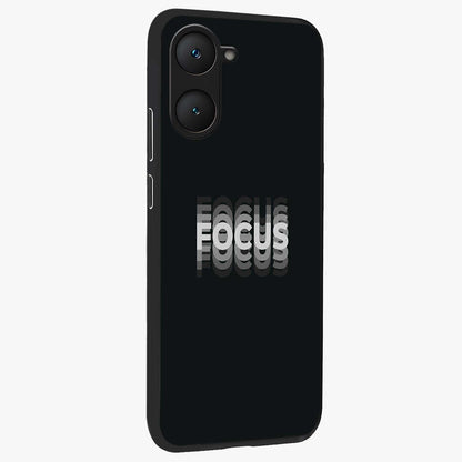 Focus Mode On Glass Case upright view showcasing strong typography statement with sleek motivational theme.