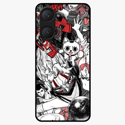 Crimson Chaos Panel Glass Case showing flat back view with bold crimson abstract artwork and glossy glass finish.