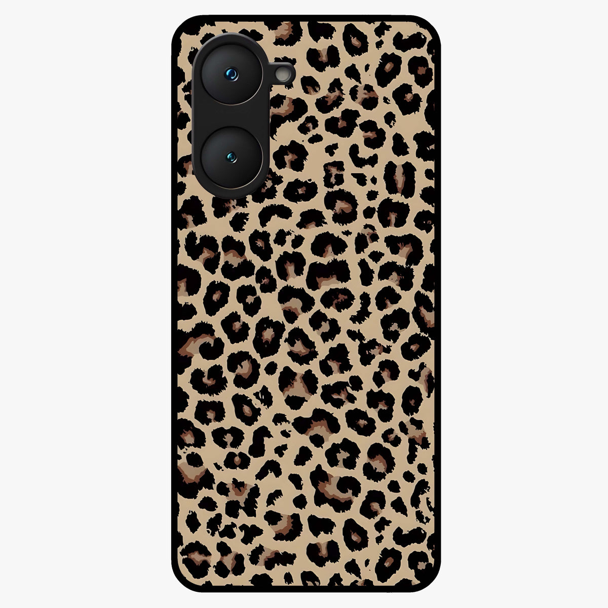 Savage Chic Pattern Glass Case showing flat back view with stylish patterned artwork and glossy glass finish.