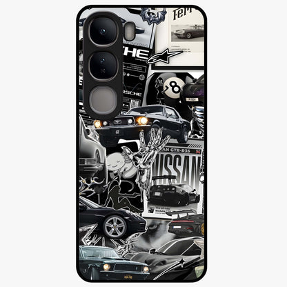 Aesthetic Dark Love Glass Case showing flat back view with dark romantic artwork and glossy glass finish.