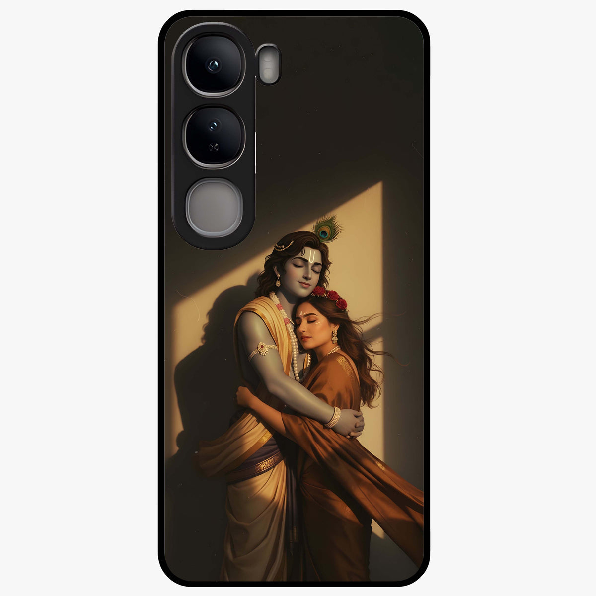 Divine Eternal Love Glass Case showing flat back view with spiritual love themed artwork and glossy glass finish.