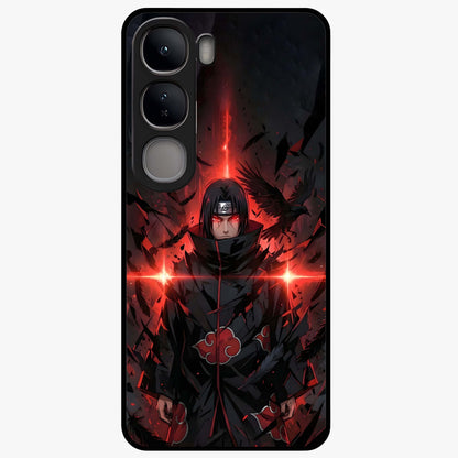 Focused Blade Discipline Glass Case showing flat back view with warrior sword themed artwork and glossy glass finish.
