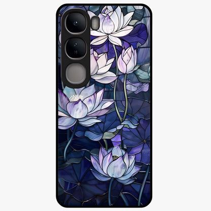 Gloss Petal Rush Glass Case showing flat back view with glossy flower petal artwork and smooth glass finish.