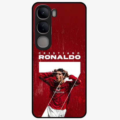 Goal Celebration Legacy Glass Case showing flat back view with football celebration inspired artwork and glossy glass finish.